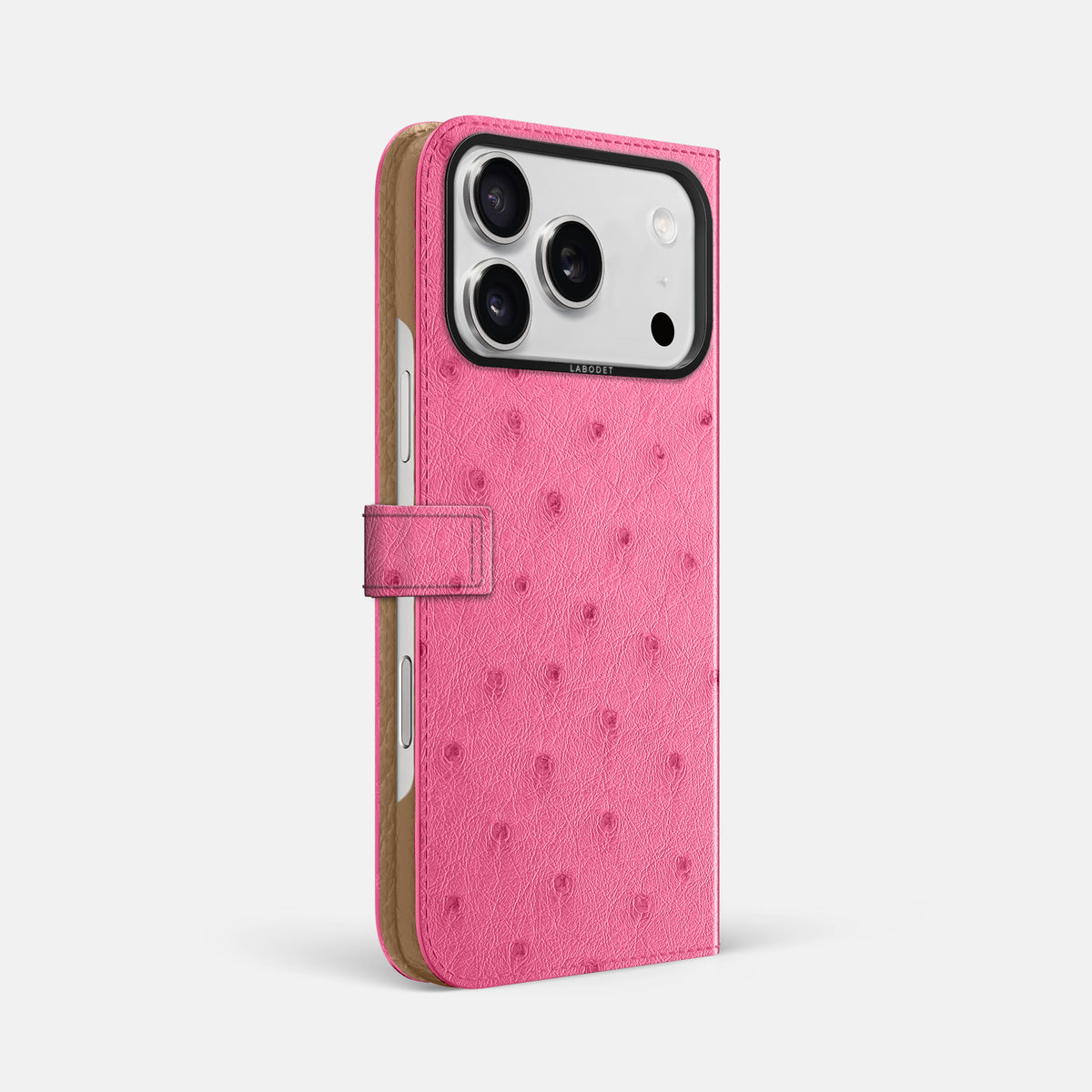 Folio Case with Clasp For iPhone 17 Pro Max In Ostrich -1 | Pink-Black