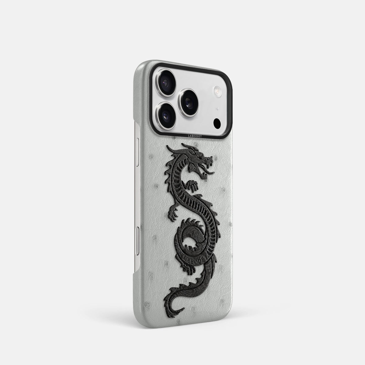 Classic Case With Carbon Dragon For iPhone 18 Pro In Ostrich -2 | White-Black