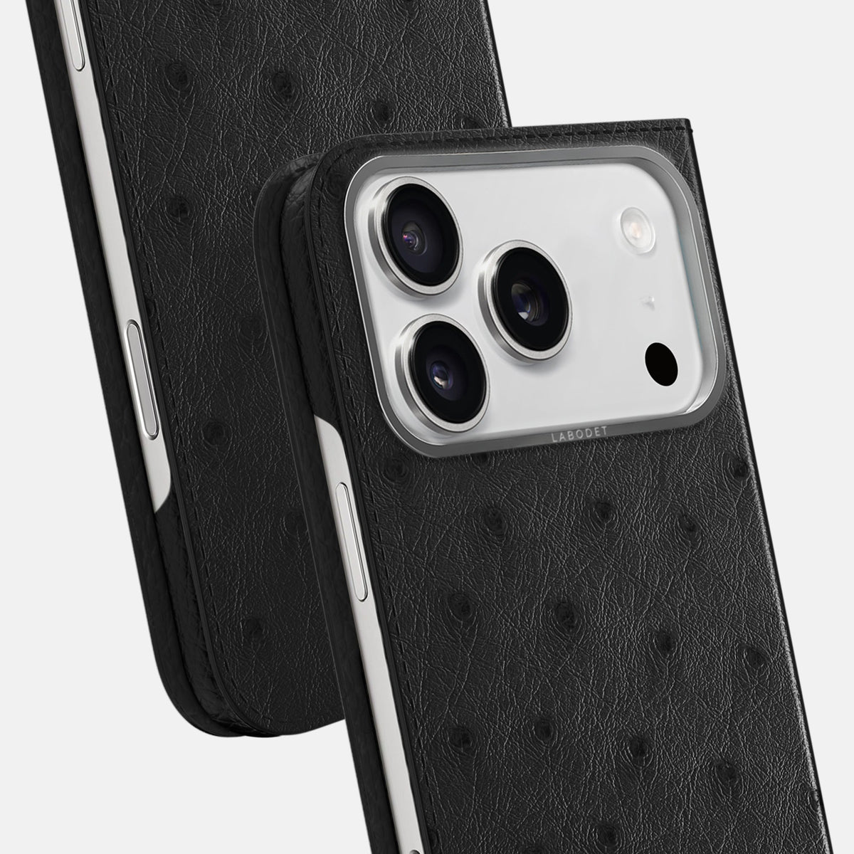 Folio Case For iPhone 18 Pro In Ostrich -5 | Black-Steel