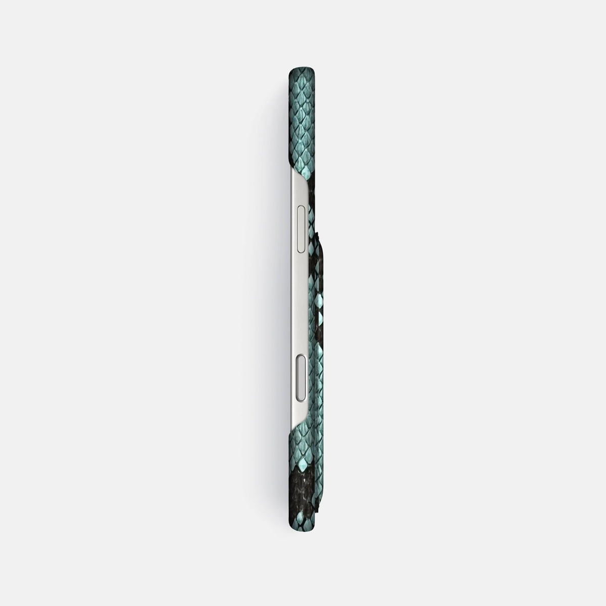 Slim Card Case For iPhone 18 Pro Max In Deluxe Python -3 | Blue-Lagoon