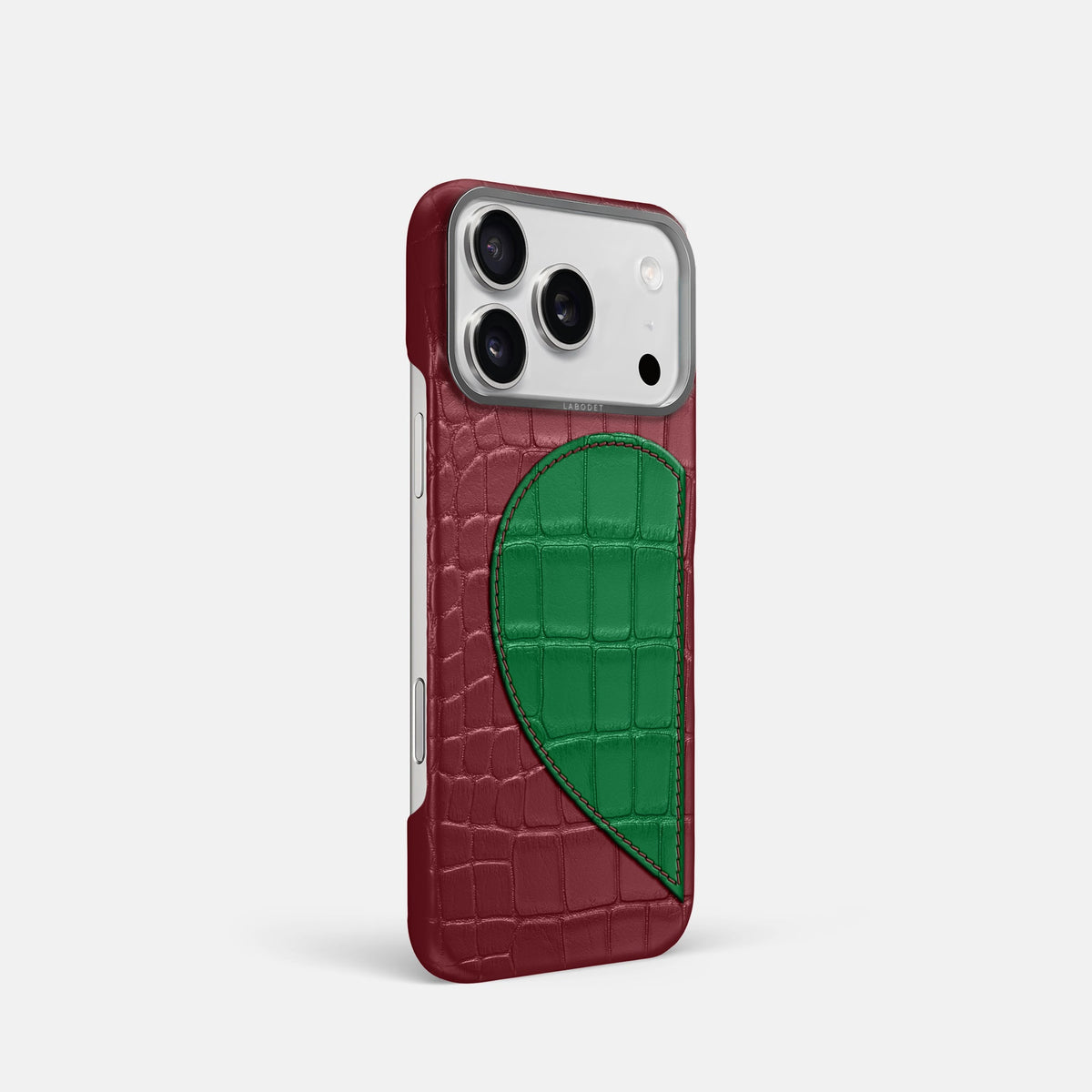 Classic Case With Half Heart - Left For iPhone 18 Pro In Alligator -2 | Burgundy-Steel