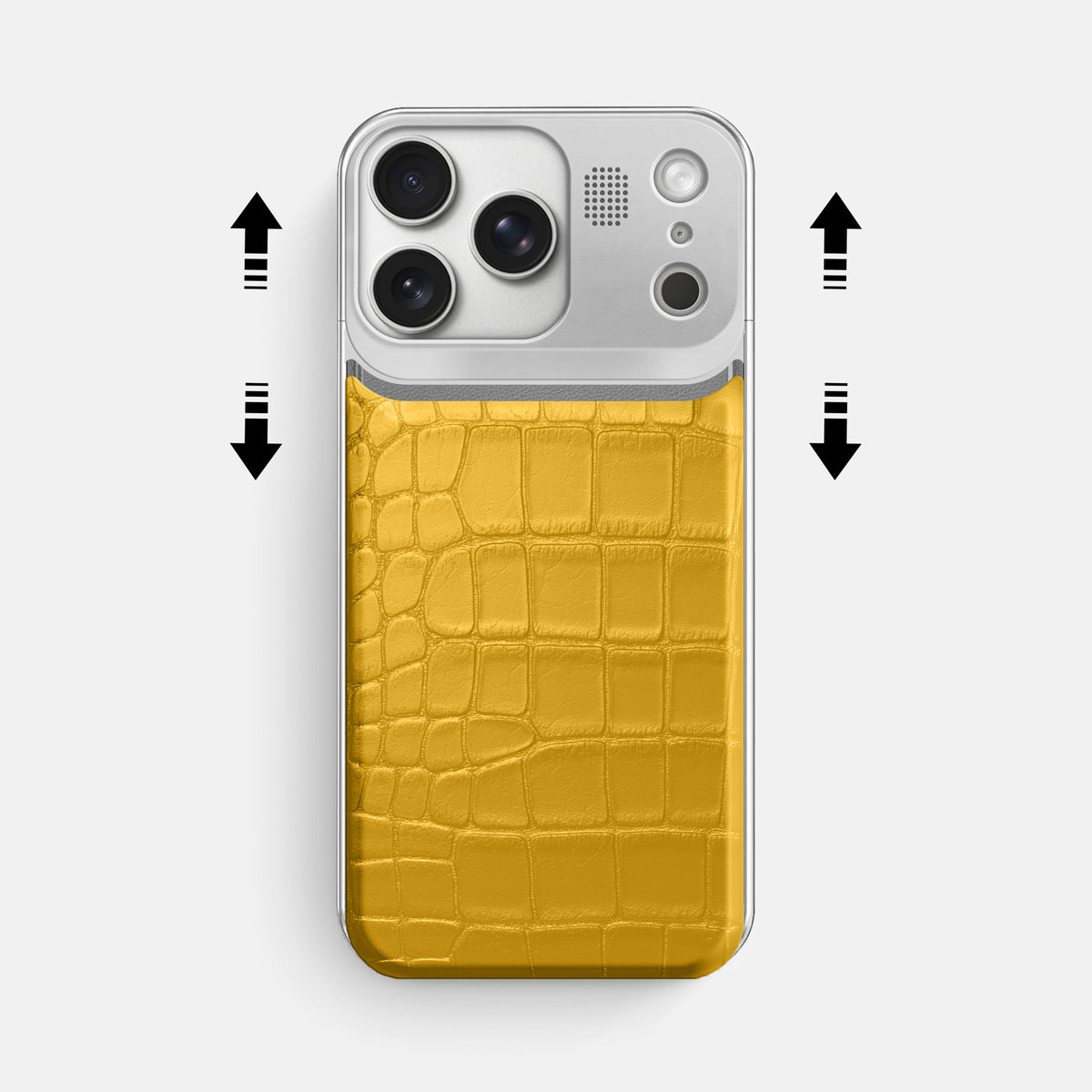 Metal Case For iPhone 17 Pro Max In Alligator -2 | Yellow-Steel