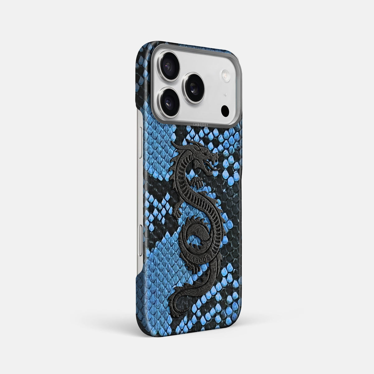 Classic Case With Carbon Dragon For iPhone 18 Pro Max In Deluxe Python -2 | Blue-Jeans-Steel