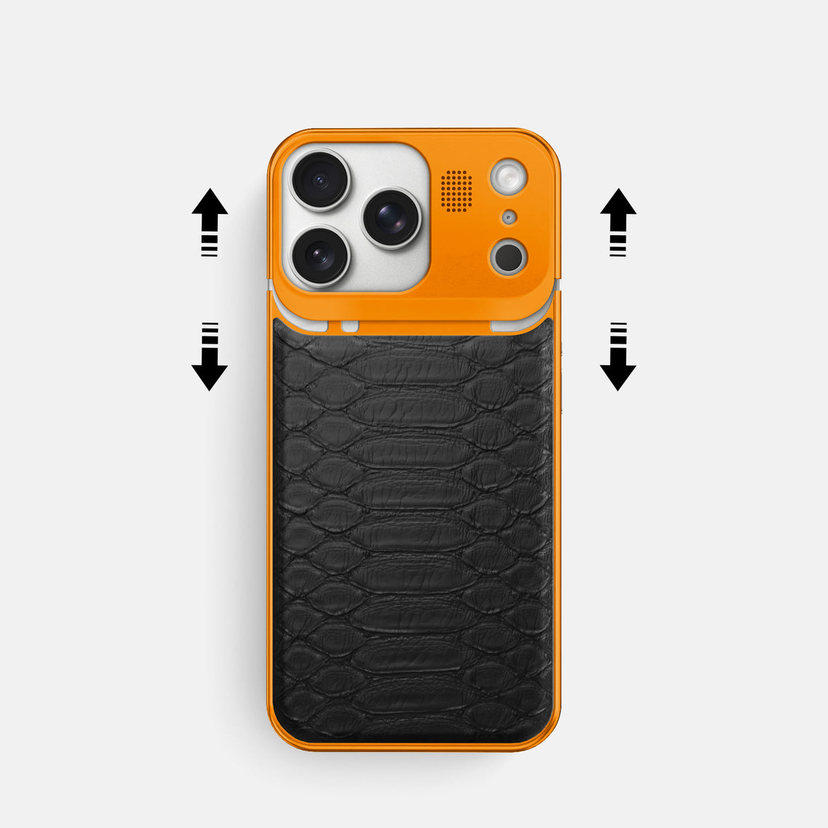 Metal Case For iPhone 17 Pro In Python -2 | Black-Orange