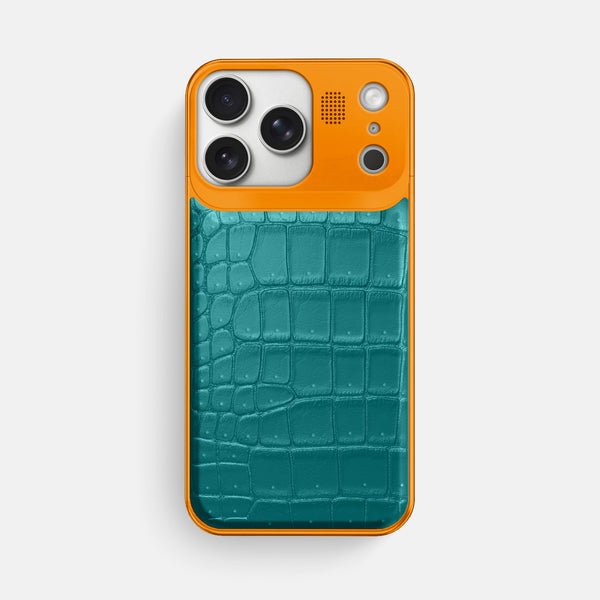 Metal Case For iPhone 17 Pro Max In Porosus Crocodile