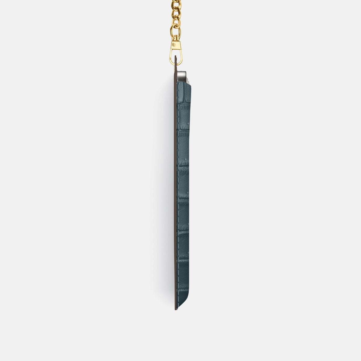 Crossbody Bag For iPhone 18 Pro In Porosus Crocodile -4 | Denim-Gold