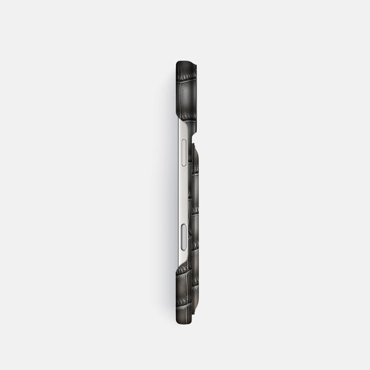 Double Card Case For iPhone 17 Pro In Patina Alligator -3 | Grey-Black