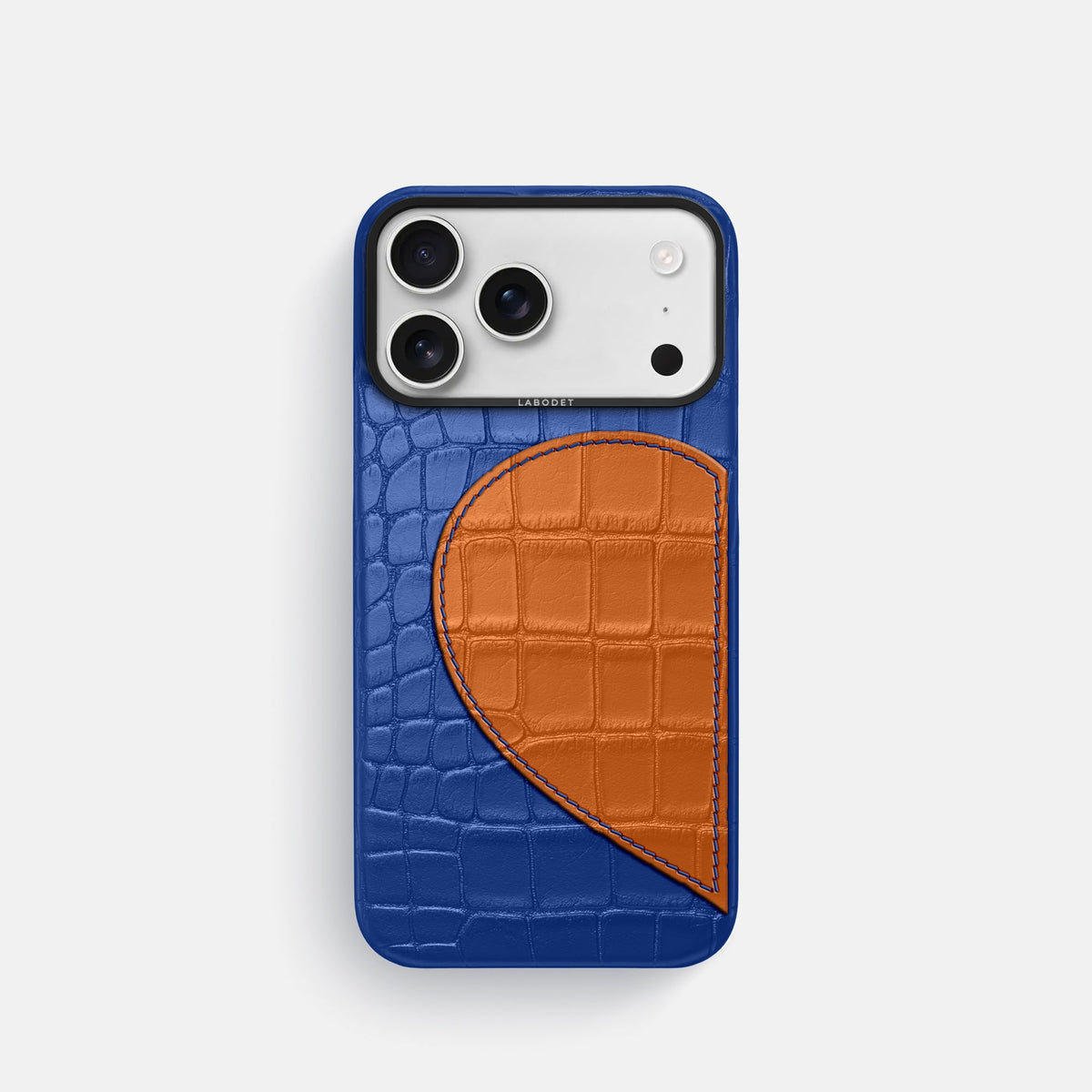 Classic Case With Half Heart - Left For iPhone 18 Pro In Alligator -1 | Royal-Blue-Black