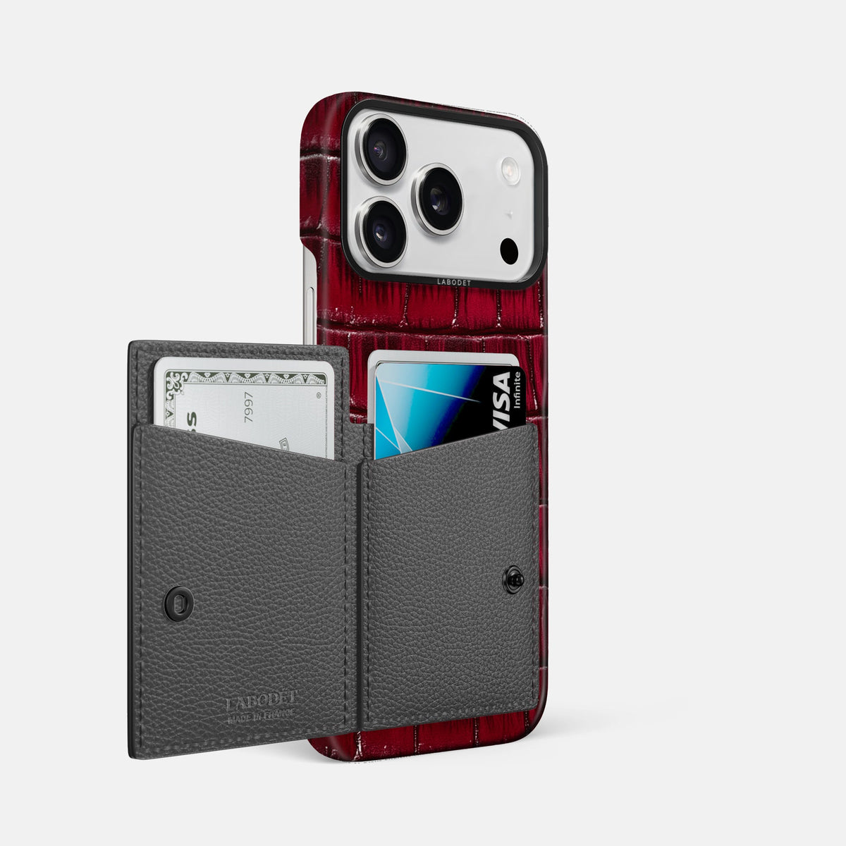 Bi-Fold Case For iPhone 18 Pro Max In Patina Alligator -2 | Havana-Burgundy-Black