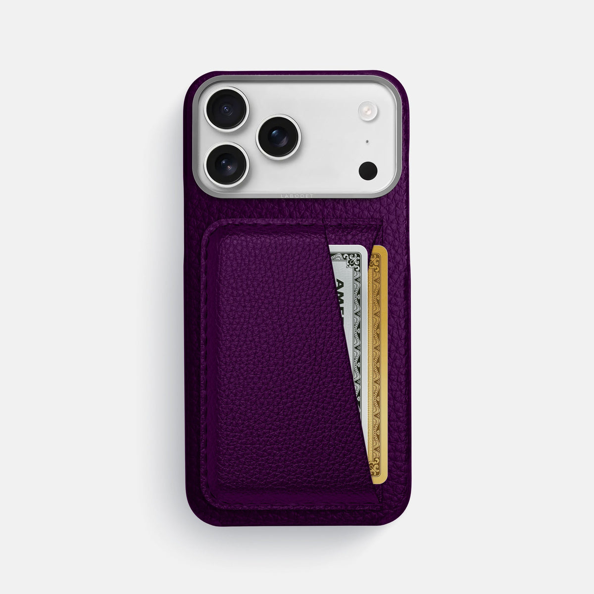 Double Card Case For iPhone 18 Pro Max In Calf -1 | Violet-Steel