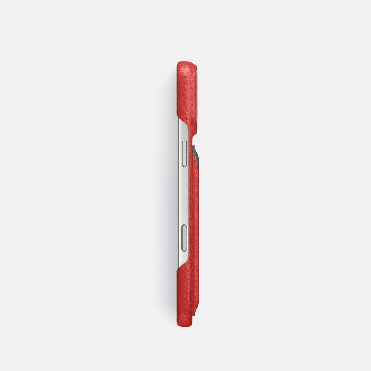 Double Card Case For iPhone 17 Pro In Calf -3 | Red-Steel