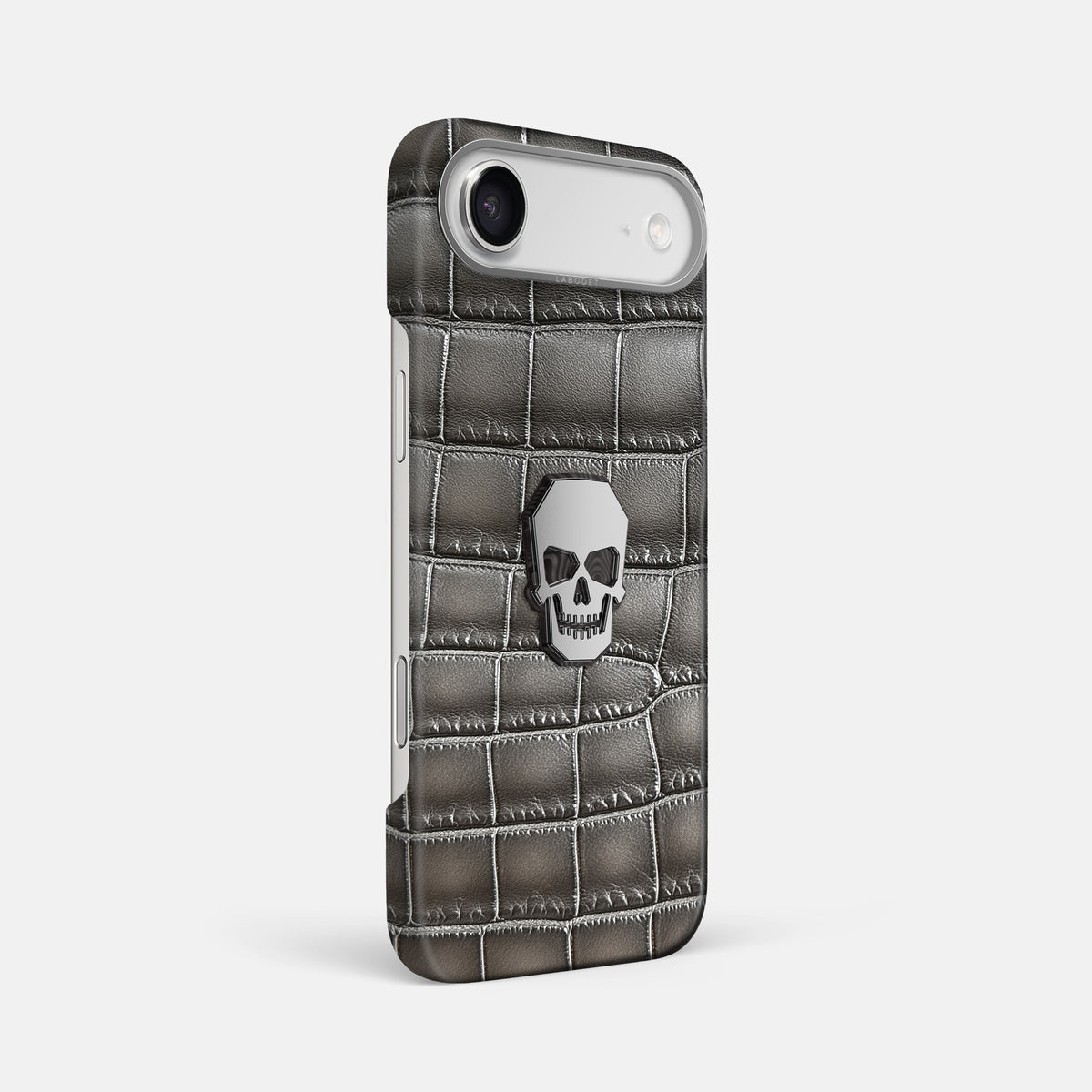 Classic Case With Titanium Skull For iPhone 17 Air In Patina Alligator -2 | Grey-Steel