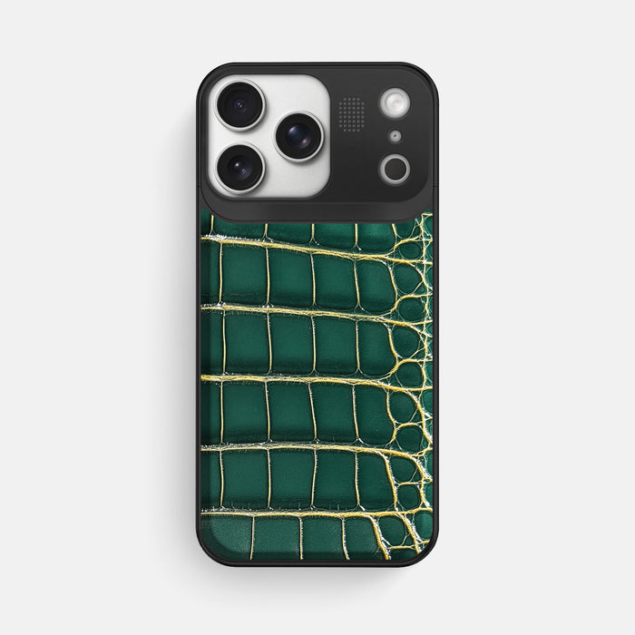 Metal Case For iPhone 17 Pro Max In Patina Alligator -1 | Cambridge-Black