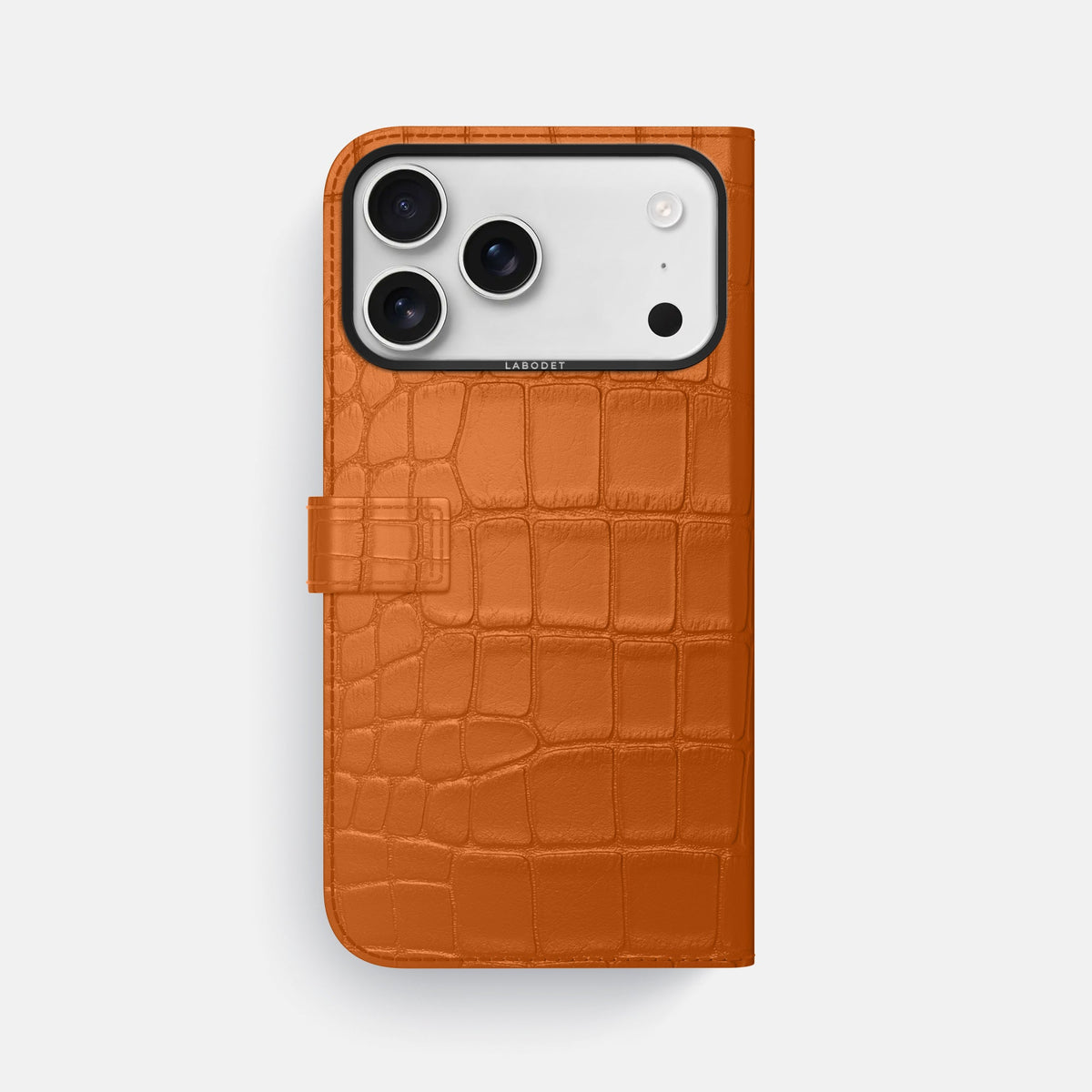 Folio Case with Clasp For iPhone 18 Pro Max In Alligator -3 | Orange-Black