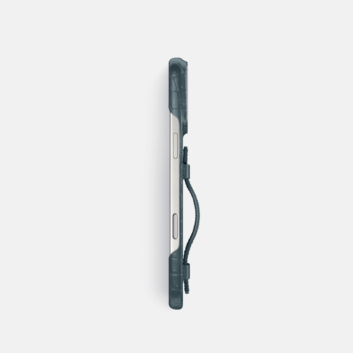 Handle Case For iPhone 17 Pro In Porosus Crocodile -3 | Denim-Steel