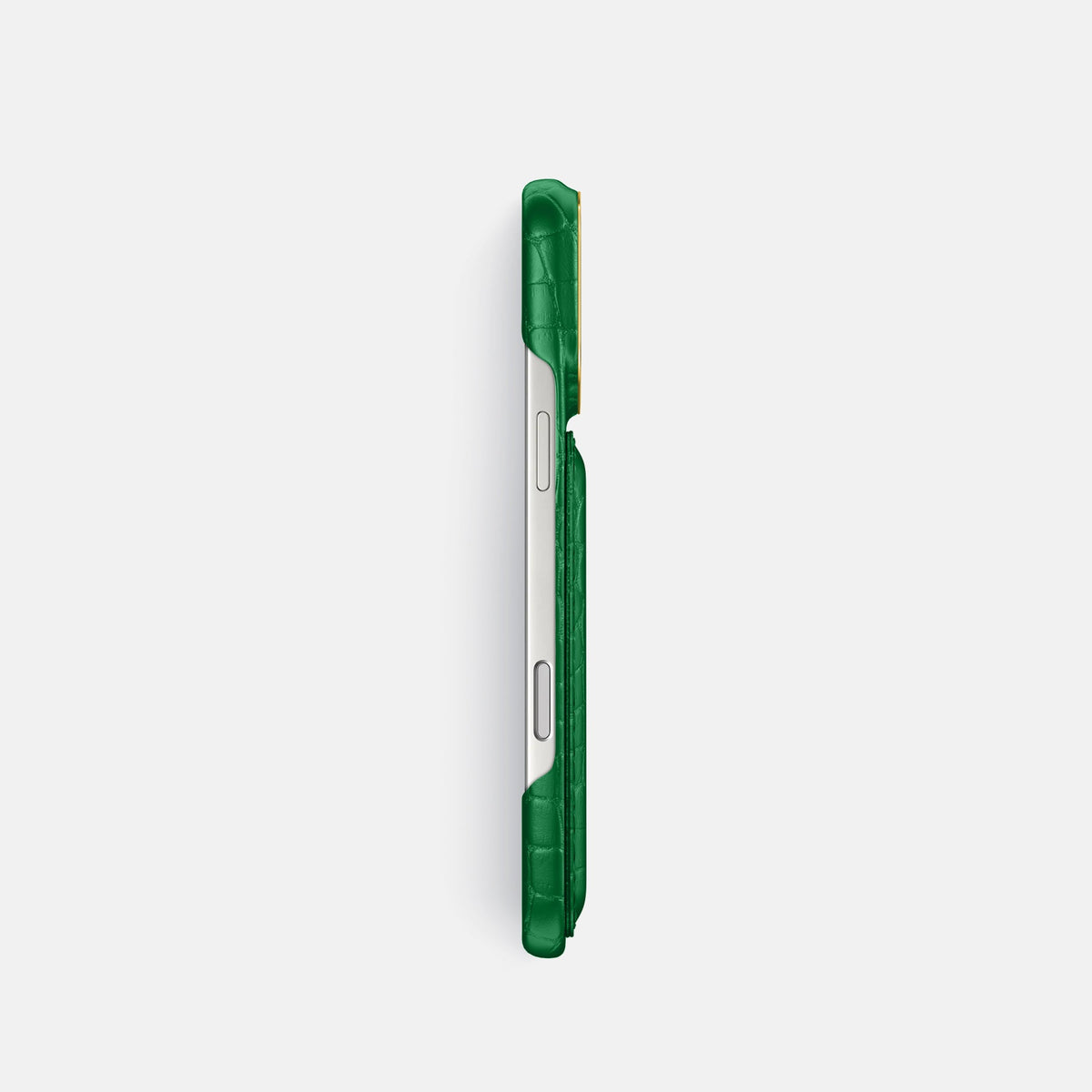 Double Card Case For iPhone 18 Pro In Alligator -3 | Forest-Green-Gold