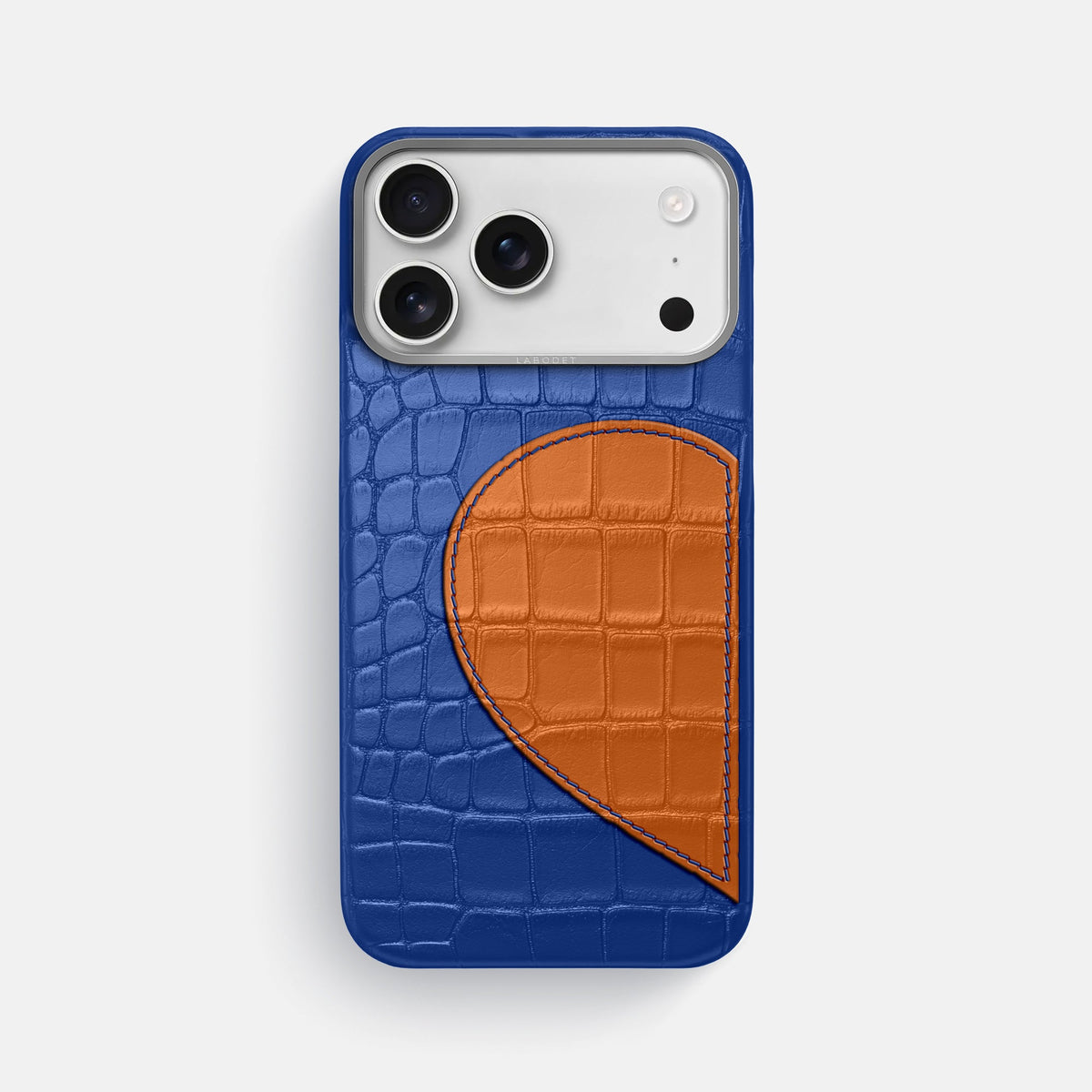 Classic Case With Half Heart - Left For iPhone 18 Pro Max In Alligator -1 | Royal-Blue-Steel