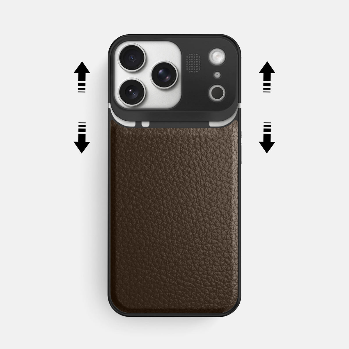 Metal Case For iPhone 17 Pro Max In Calf -2 | Dark-Brown-Black