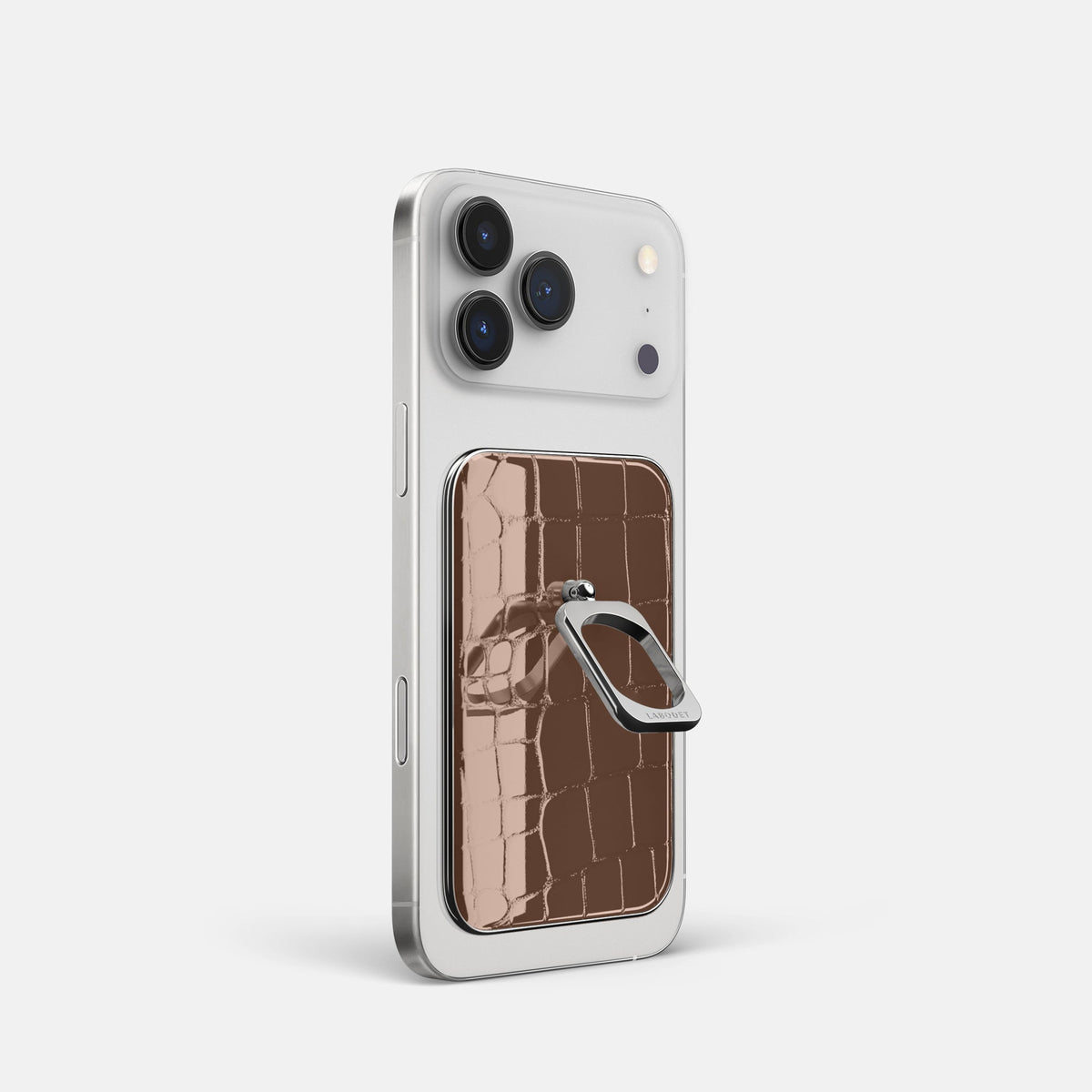 MagSafe Ring For iPhone 18 Pro In Shiny Alligator -1 | Brown-Steel