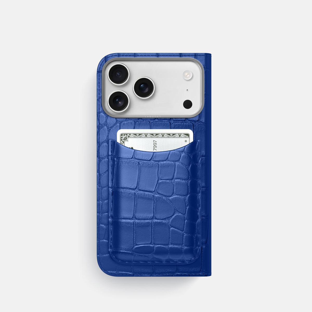 Folio Case with Card For iPhone 17 Pro In Alligator -3 | Royal-Blue-Steel