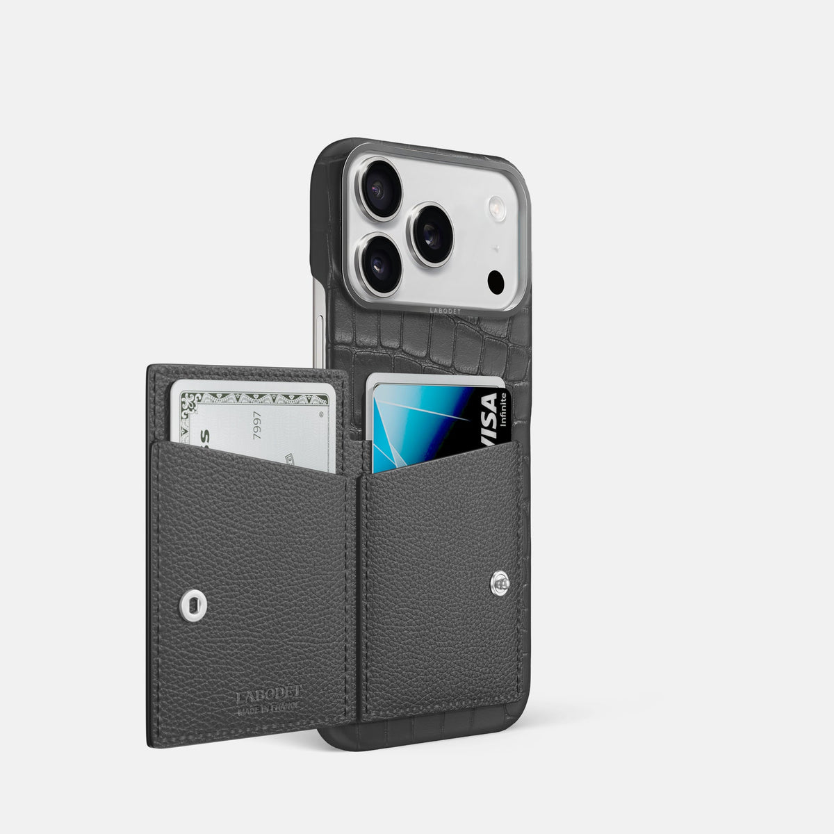 Bi-Fold Case For iPhone 18 Pro In Alligator -2 | Grey-Steel