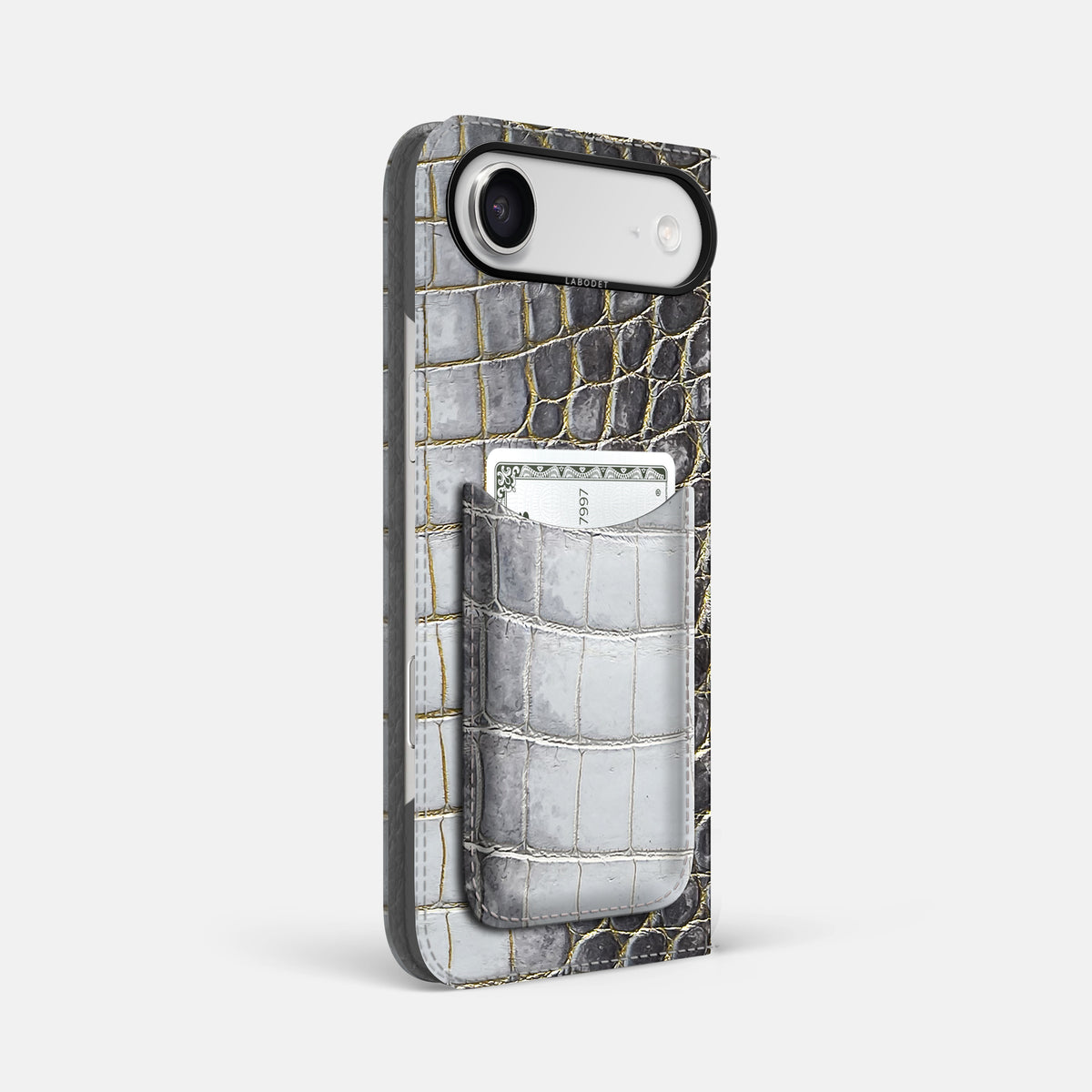 Folio Case with Card For iPhone 17 Air In Himalayan Crocodile -1 | Gold-Black