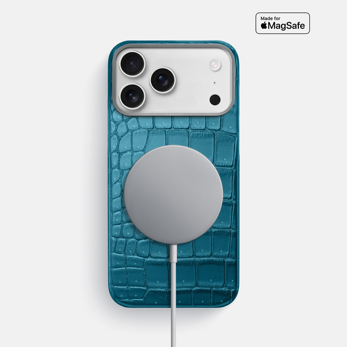 Classic Case For iPhone 17 Pro Max In Porosus Crocodile -5 | Turquoise-Steel