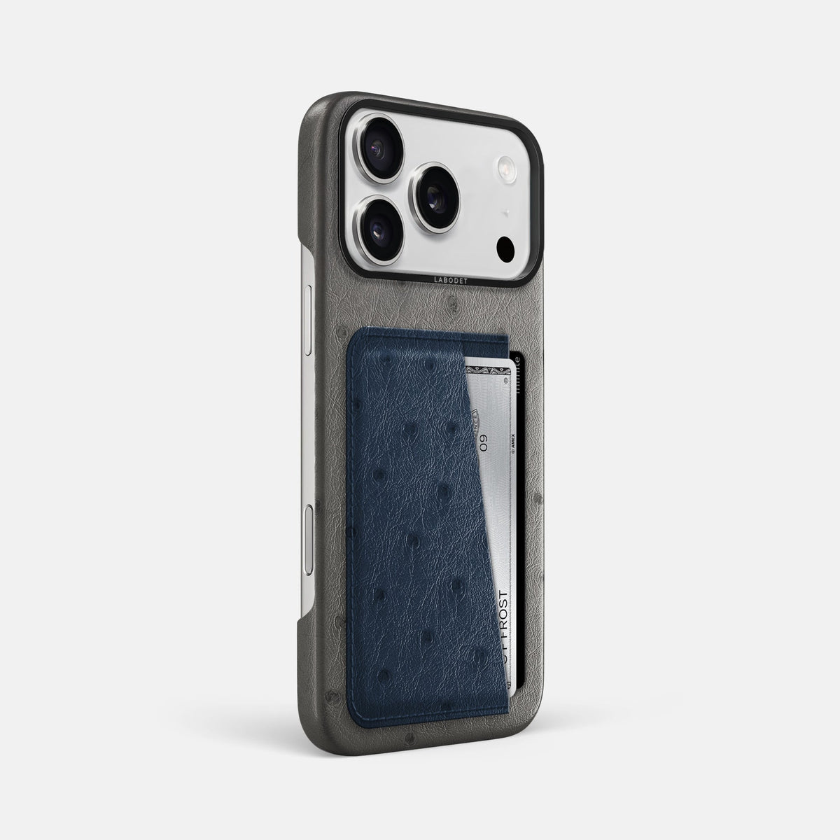 Double Card Case Coloré For iPhone 18 Pro Max In Ostrich -2 | Grey-Black