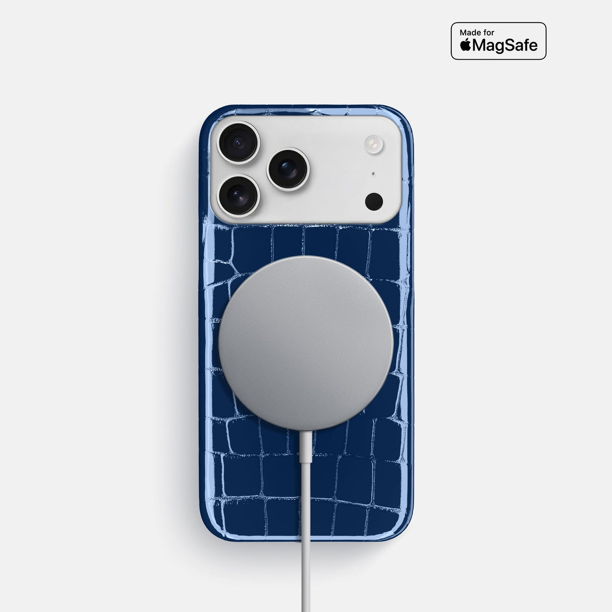 Slim Case For iPhone 18 Pro In Shiny Alligator -5 | Mediterranean