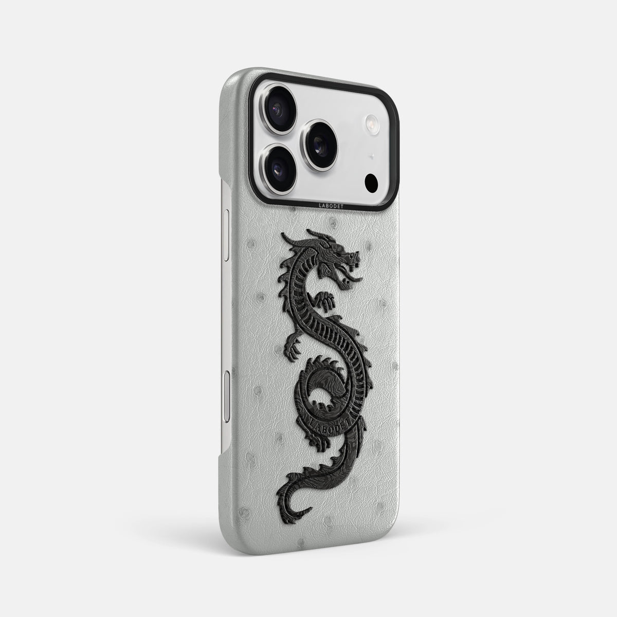 Classic Case With Carbon Dragon For iPhone 17 Pro Max In Ostrich -2 | White-Black