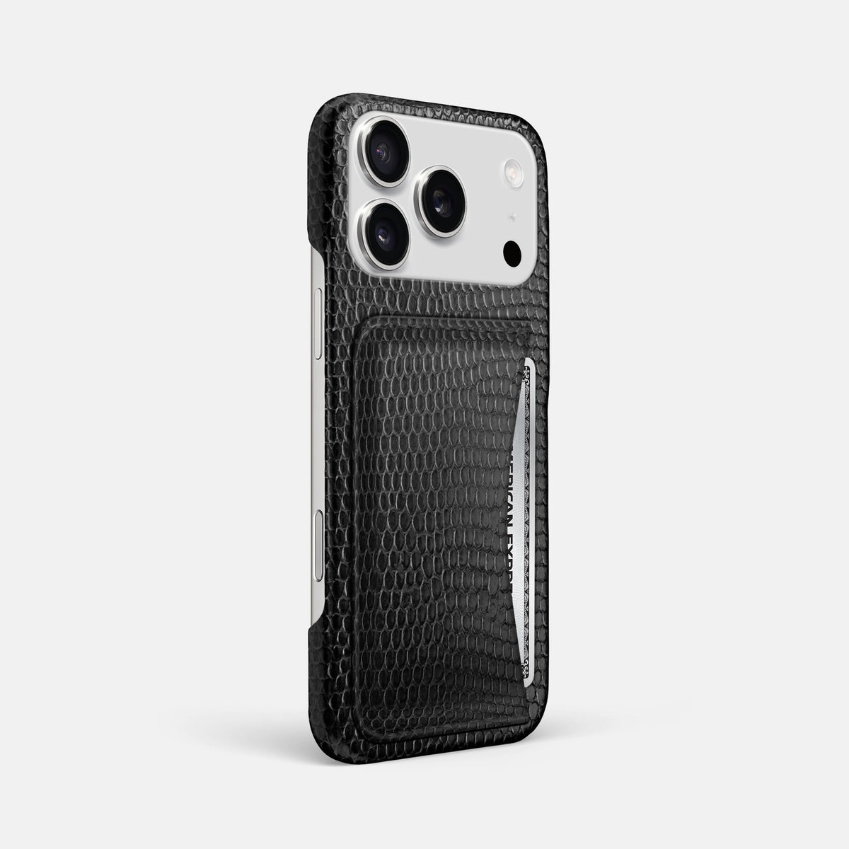 Slim Card Case For iPhone 18 Pro Max In Lizard -2 | Black