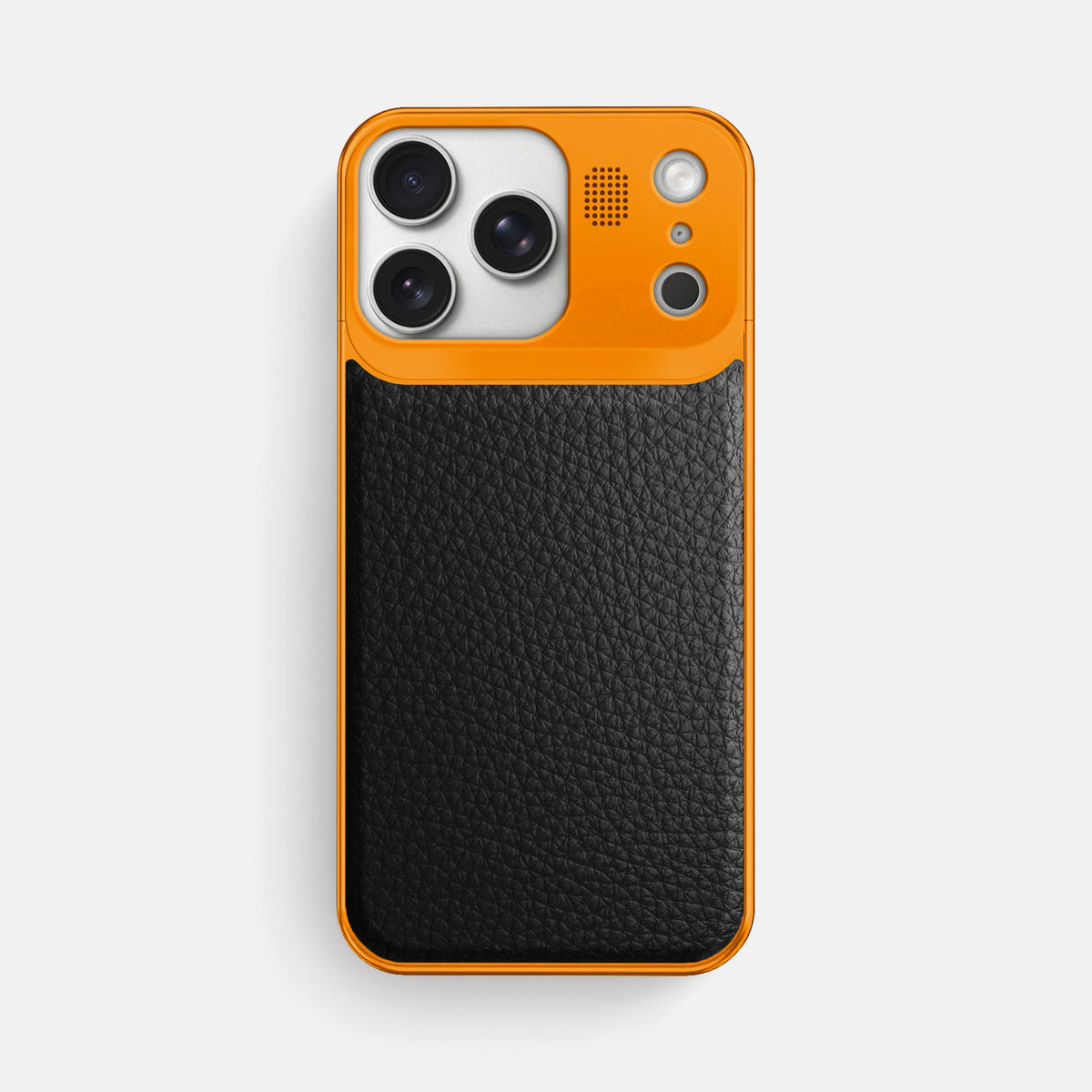 Metal Case For iPhone 17 Pro Max In Calf -1 | Black-Orange