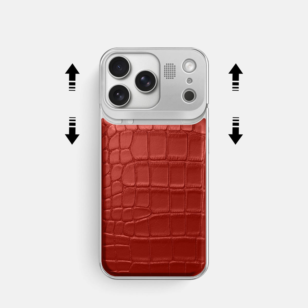 Metal Case For iPhone 18 Pro In Alligator -2 | Red-Steel