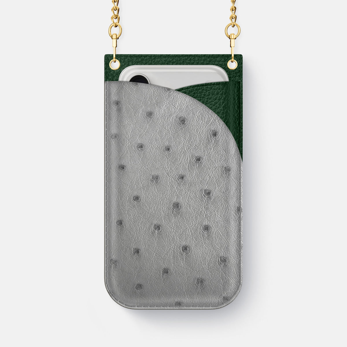 Crossbody Bag For iPhone 18 Pro Max In Ostrich -1 | Silver-Gold