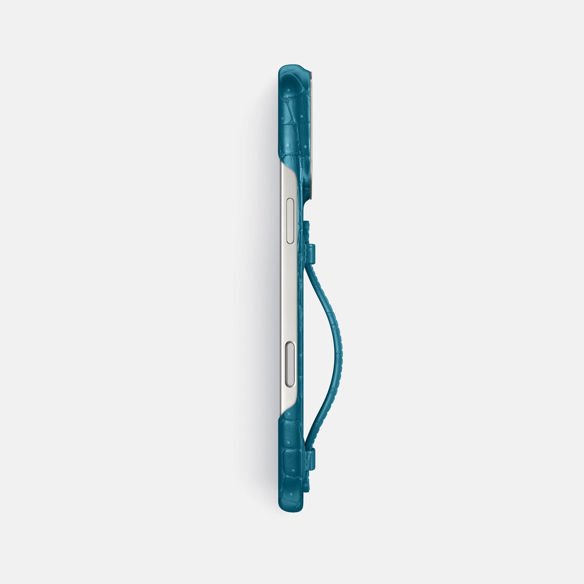 Center Handle For iPhone 18 Pro Max In Porosus Crocodile -2 | Turquoise-Steel