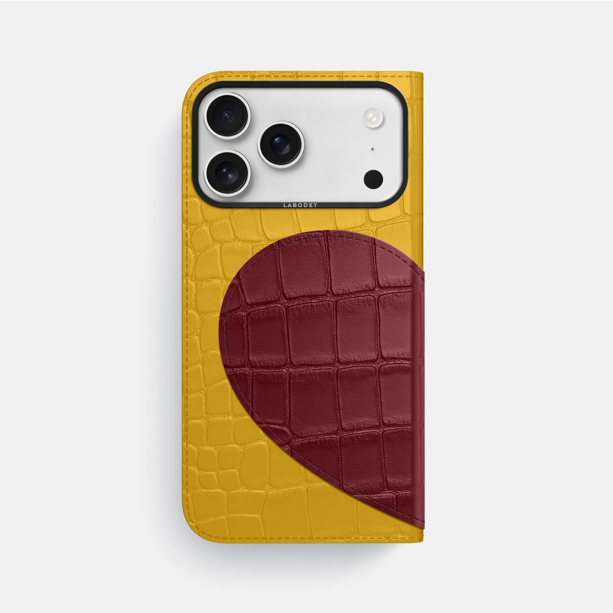 Folio Case With Heart For iPhone 18 Pro Max In Alligator -3 | Yellow-Black