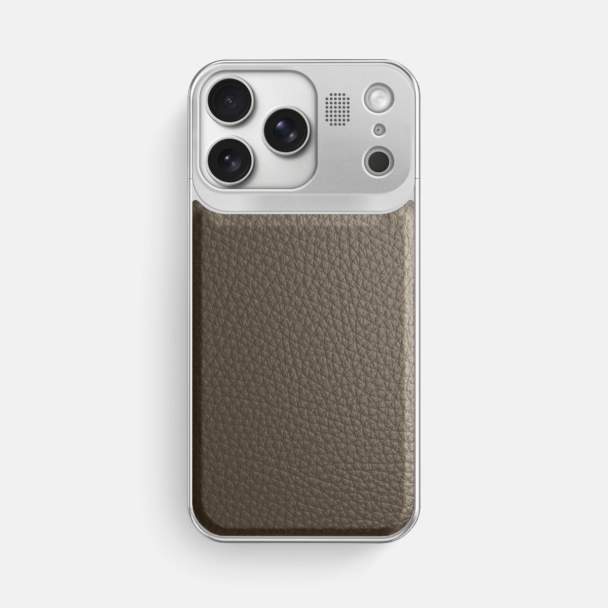 Metal Case For iPhone 17 Pro Max In Calf -1 | Taupe-Steel