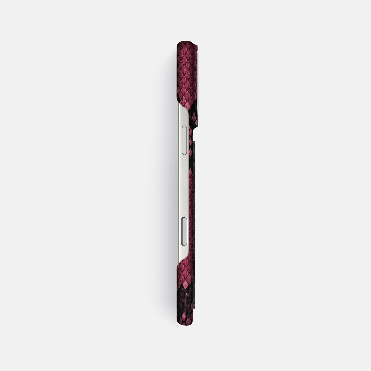 Classic Case With Carbon Dragon For iPhone 17 Pro Max In Deluxe Python -3 | Burgundy-Steel