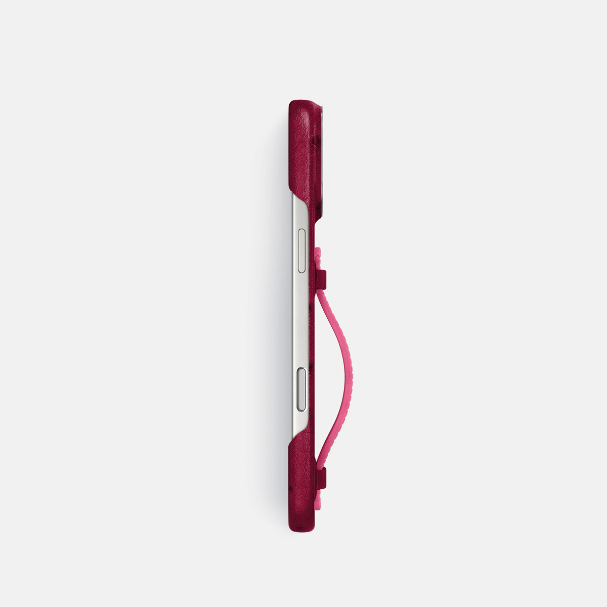 Center Handle Coloré For iPhone 17 Pro In Ostrich -2 | Bordeaux-Steel