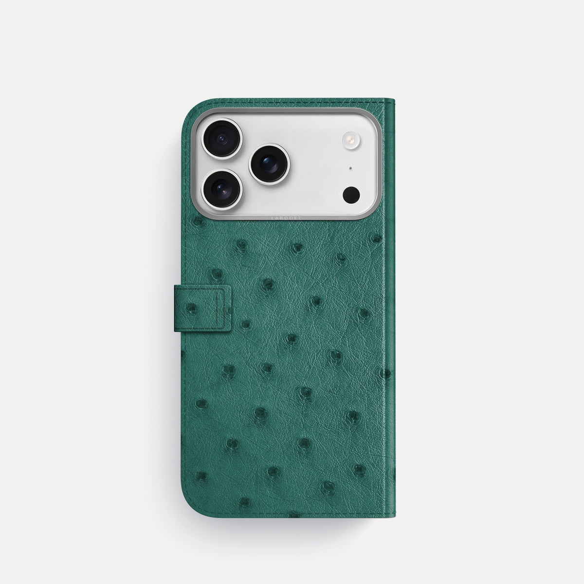 Folio Case with Clasp For iPhone 18 Pro In Ostrich -3 | Forest-Green-Steel