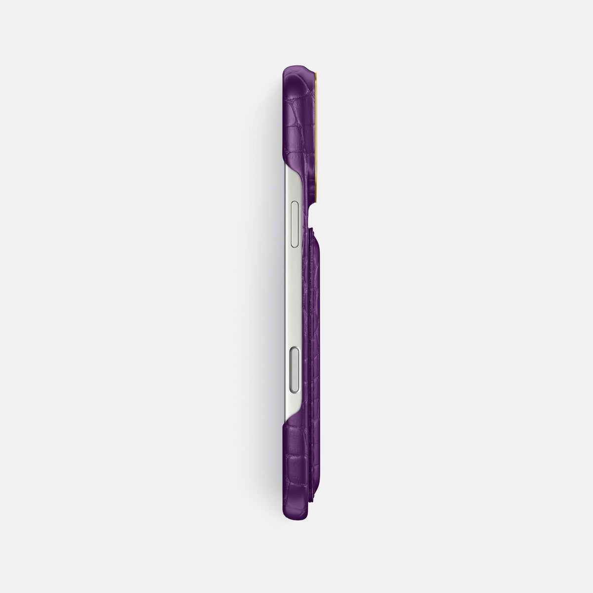 Double Card Case For iPhone 18 Pro Max In Alligator -3 | Purple-Gold