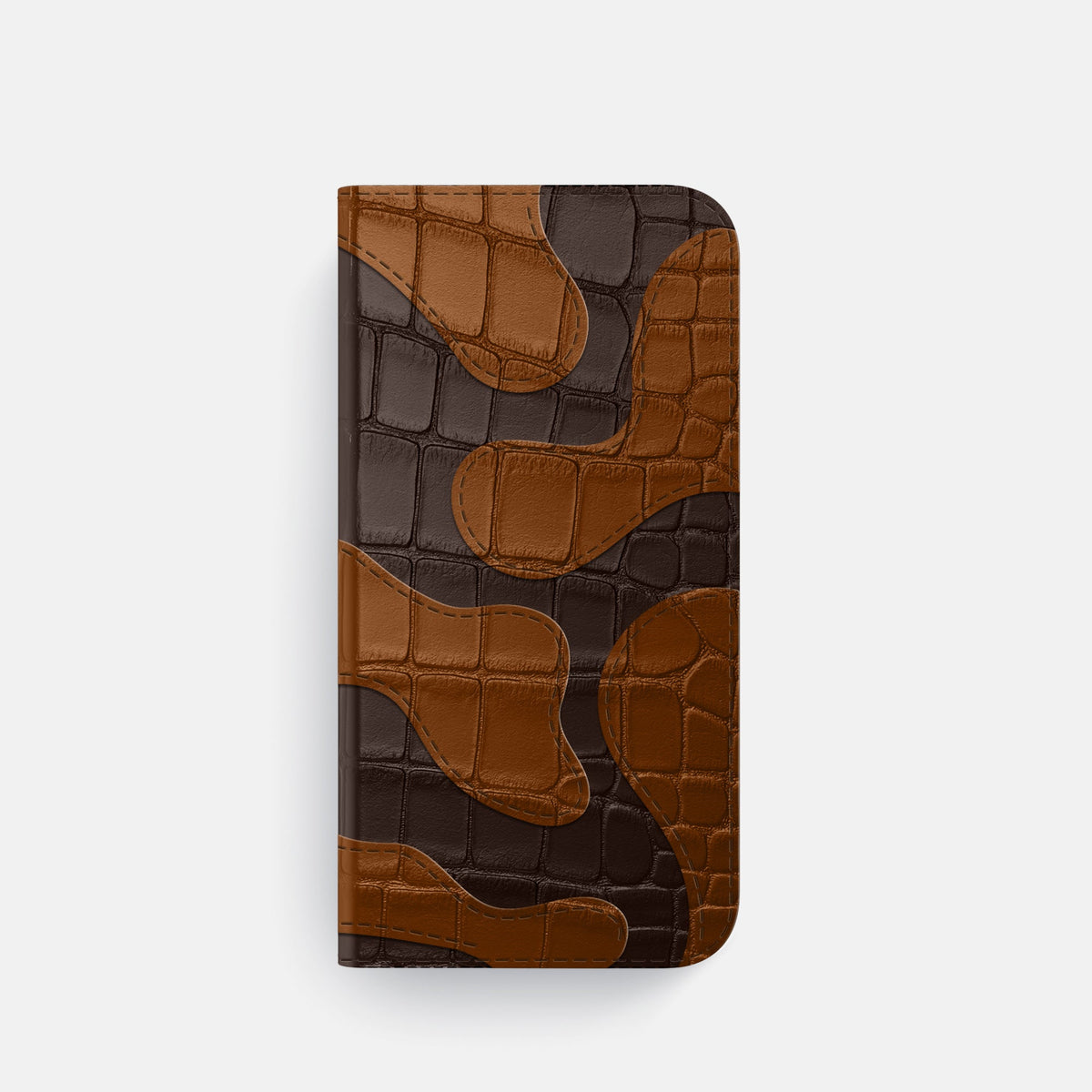 Camouflage Folio For iPhone 18 Pro In Alligator -4 | Dark-Brown-Black