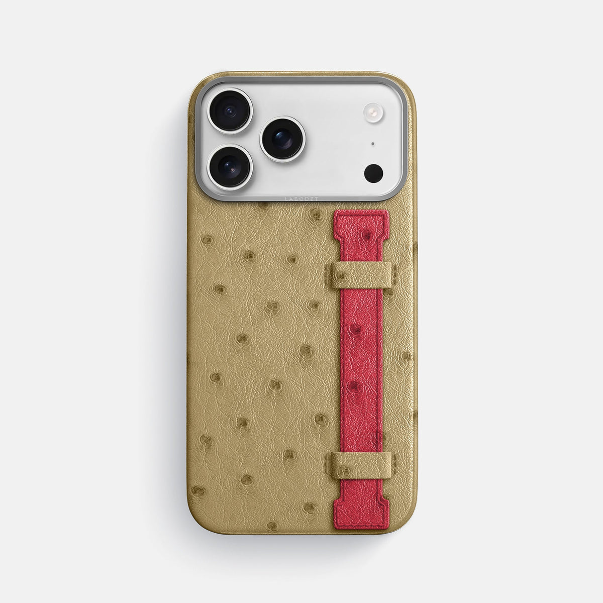 Handle Case Coloré For iPhone 18 Pro Max In Ostrich -1 | Desert-Sand-Steel