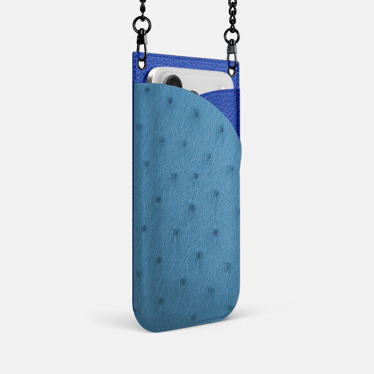 Crossbody Bag For iPhone 18 Pro In Ostrich -2 | Blue-Jeans-Black