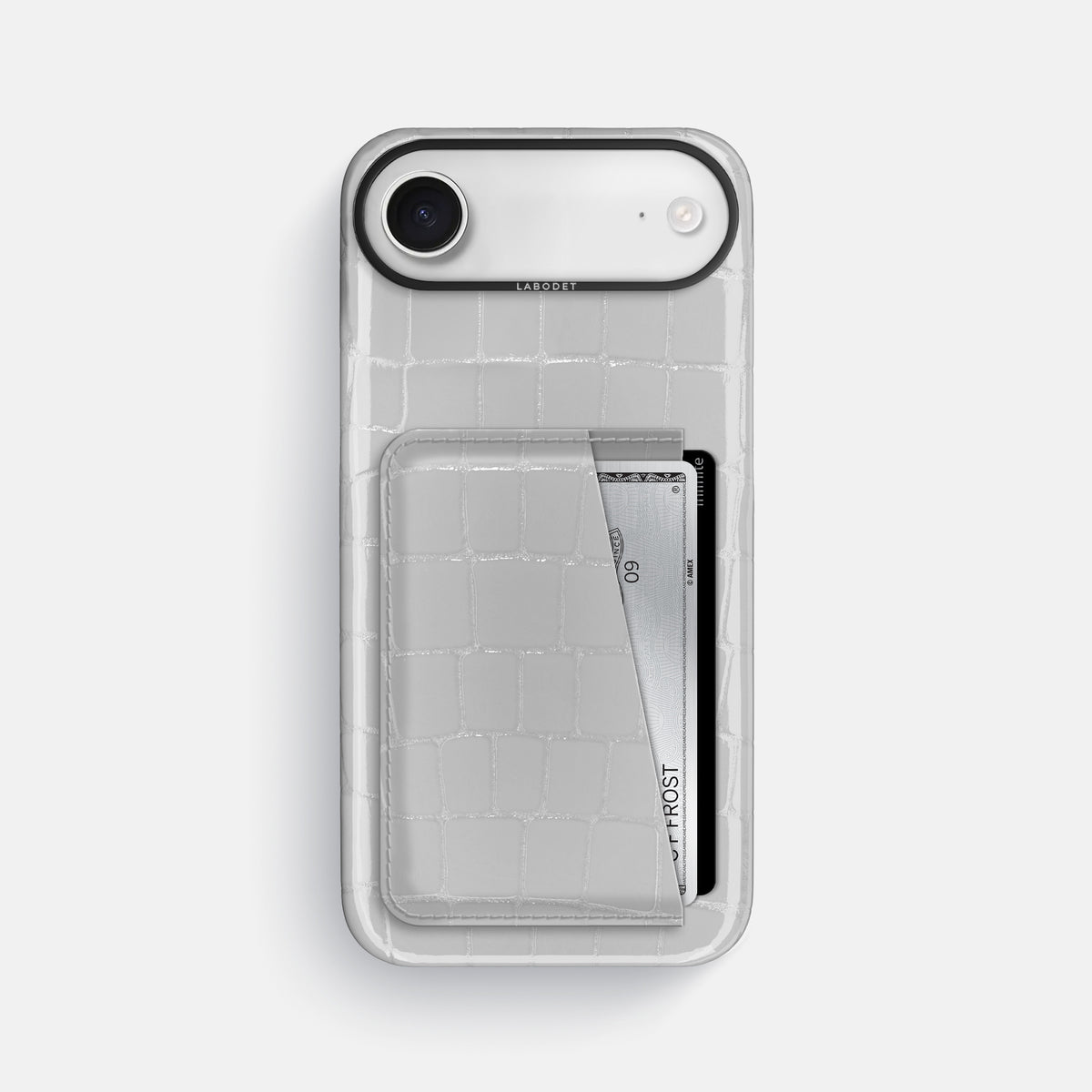 Double Card Case For iPhone 17 Air In Shiny Alligator -1 | White-Black