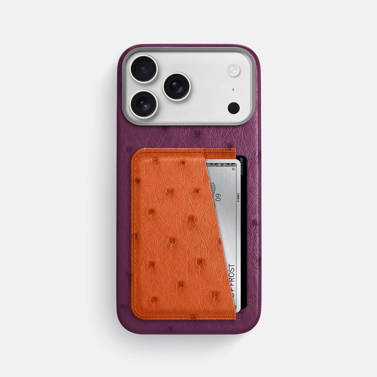 Double Card Case Coloré For iPhone 18 Pro Max In Ostrich -1 | Purple-Steel