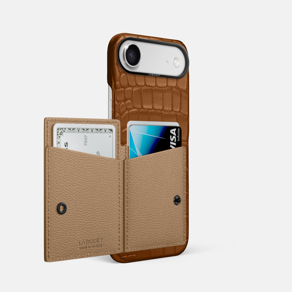 Bi-Fold Case For iPhone 17 Air In Alligator -2 | Honey-Black