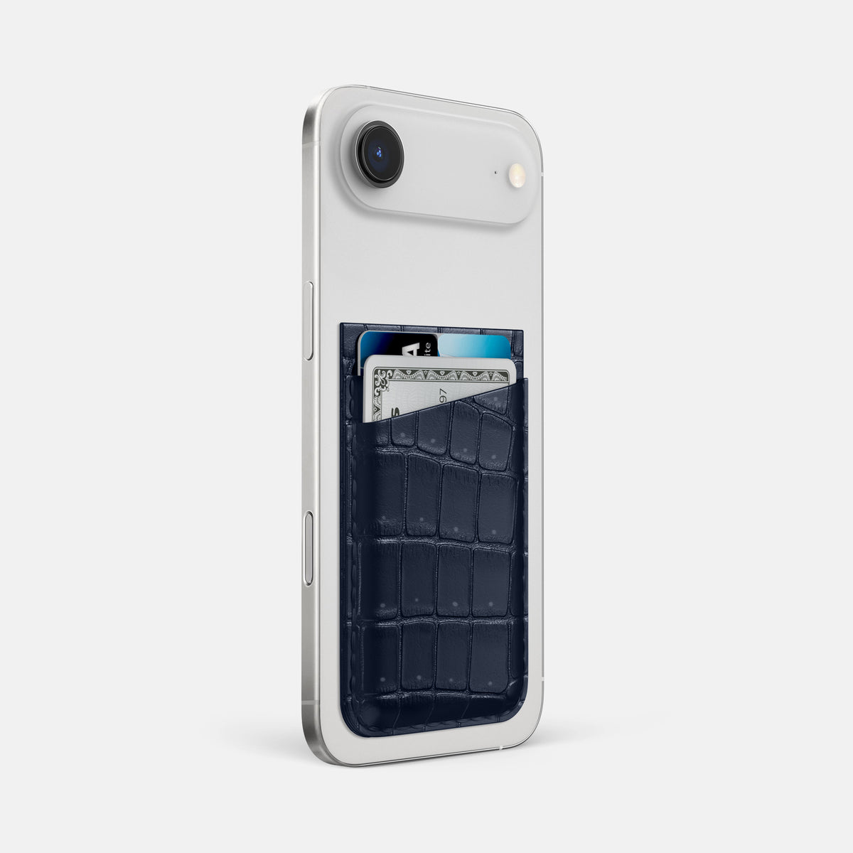 MagSafe Wallet For iPhone 17 Air In Porosus Crocodile -2 | Deep-Blue-Sea