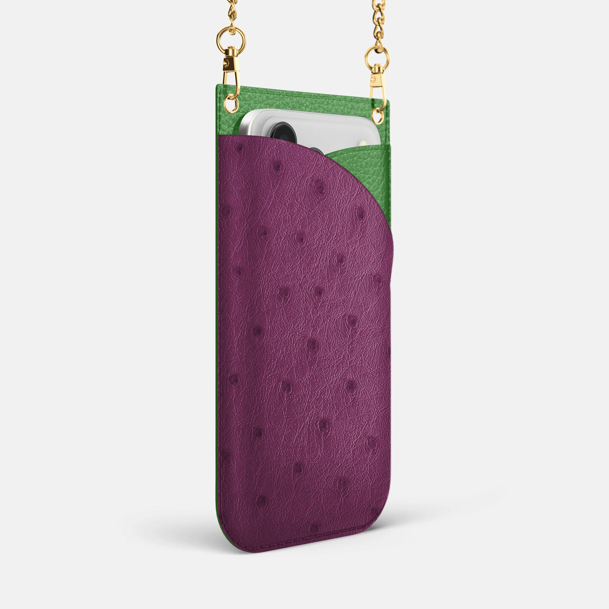 Crossbody Bag For iPhone 18 Pro Max In Ostrich -2 | Purple-Gold