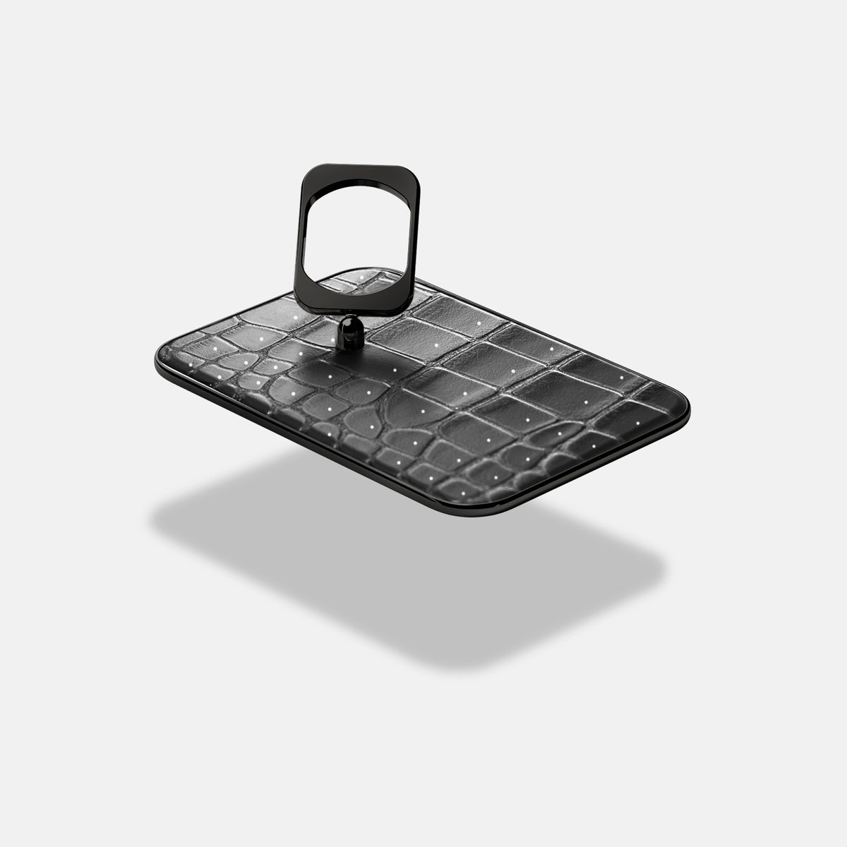 MagSafe Ring For iPhone 17 Air In Porosus Crocodile -4 | Shiny-Black-Black